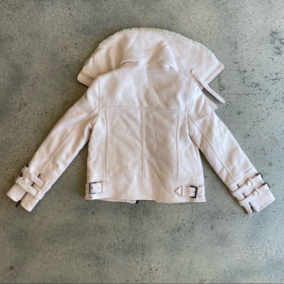 Banana Republic Shearling Pink Moto Bomber Jacket - Picture 3 of 7